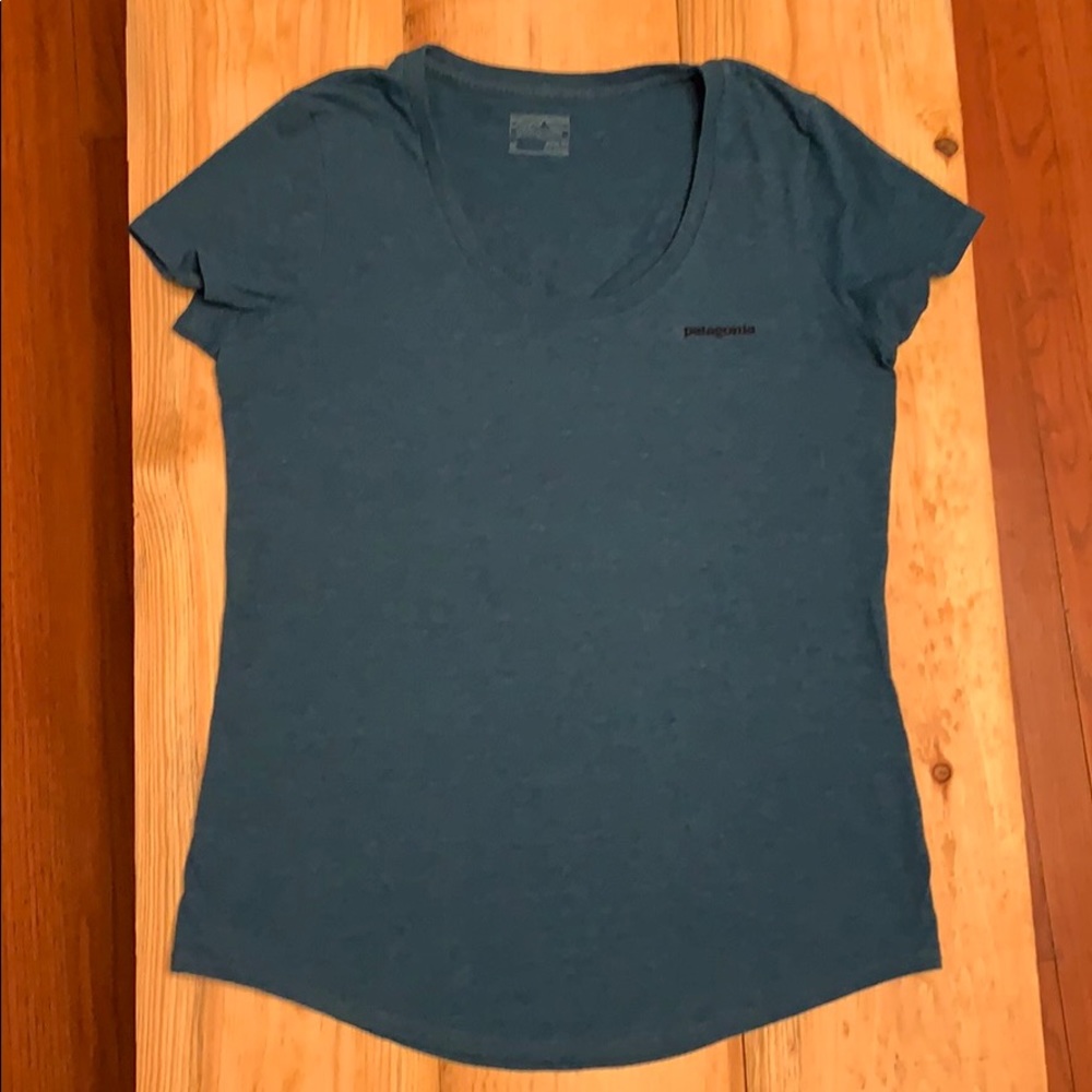 Teal Patagonia Logo Slim Fit T-Shirt Medium